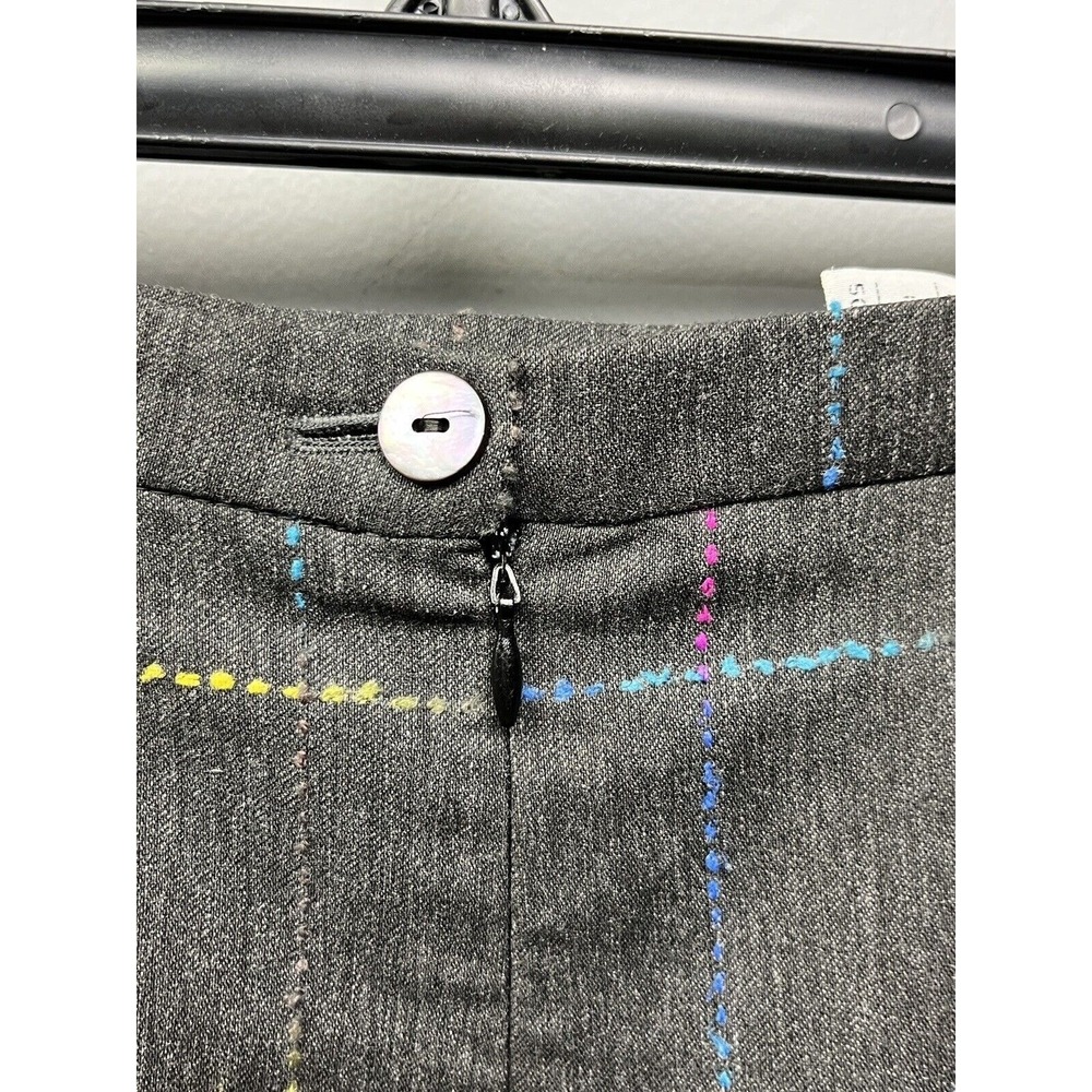 Nicole Skirt Womens 10 Grey Multi Rainbow Windowpane Plaid Pencil Made in Italy - Picture 7 of 7